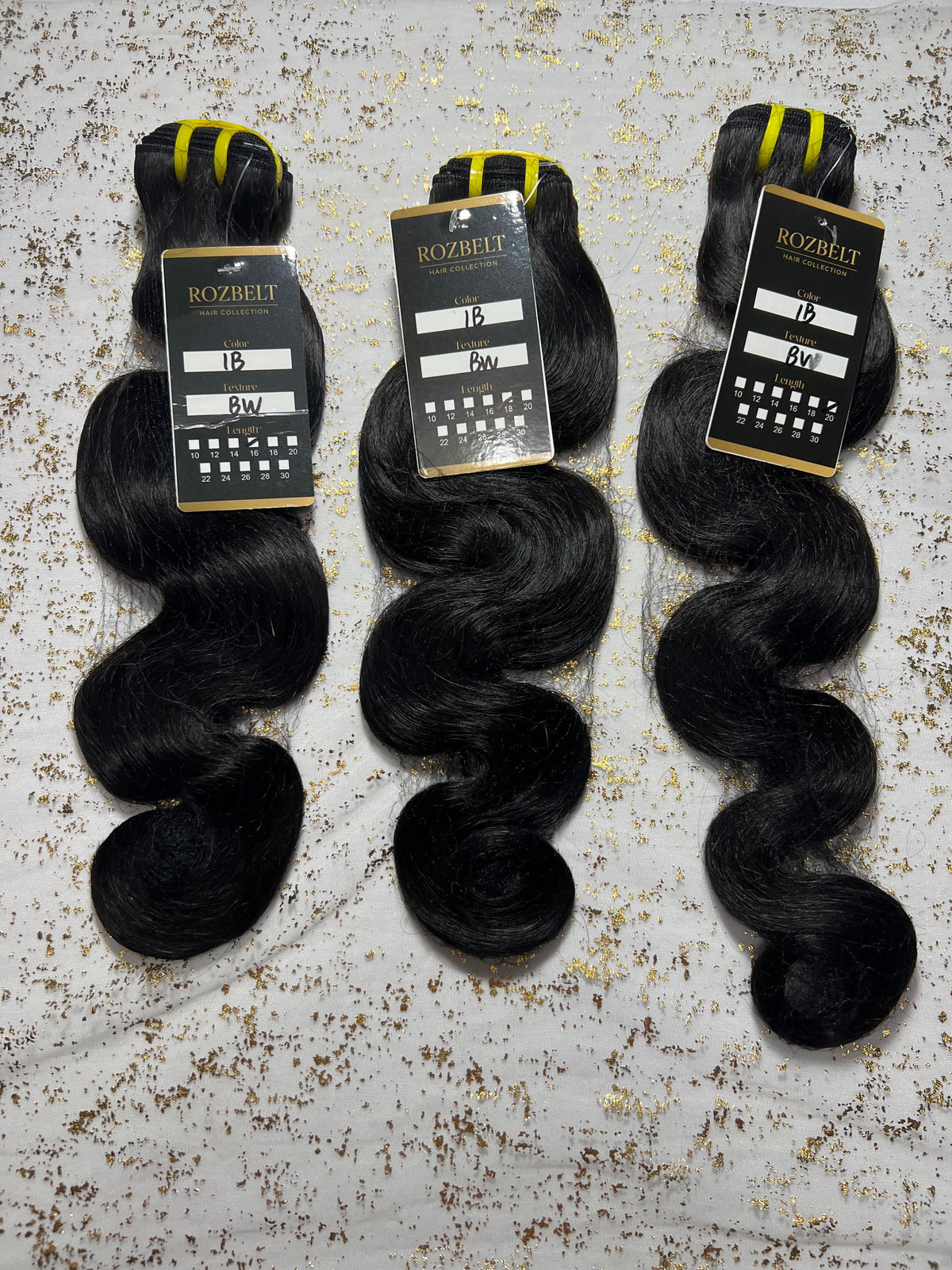 Rozbelt 100% Virgin Human Hair Bundle – Body Wave, Color 1B, 16–20 Inch