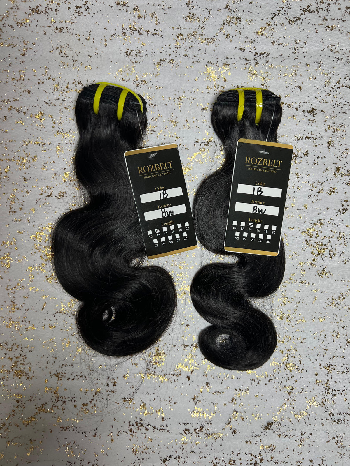Rozbelt 100% Virgin Human Hair Bundle – Body Wave, Color 1B, 12–14 Inch